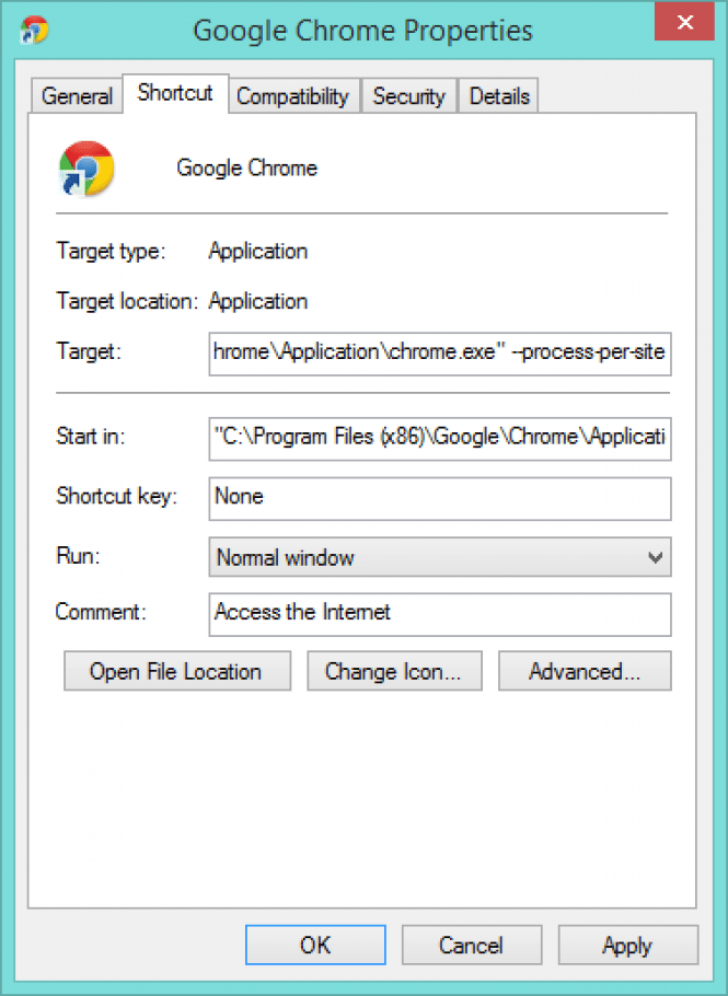 Program files google chrome. Chrome ключ Single process куда прописывать.